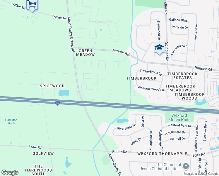 map of restaurants, bars, coffee shops, grocery stores, and more near West Freeway in Franklin County
