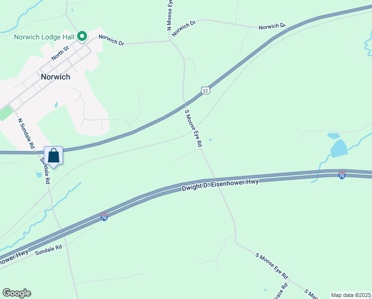 map of restaurants, bars, coffee shops, grocery stores, and more near 115 South Moose Eye Road in Norwich