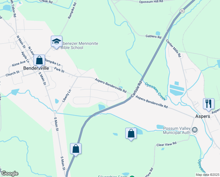 map of restaurants, bars, coffee shops, grocery stores, and more near in Aspers