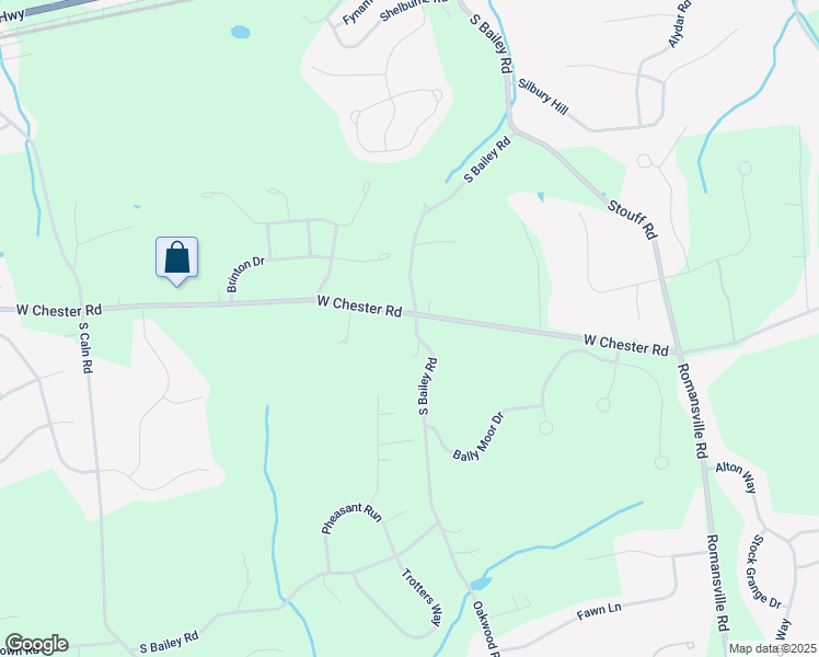 map of restaurants, bars, coffee shops, grocery stores, and more near 2390 West Chester Road in Chester County