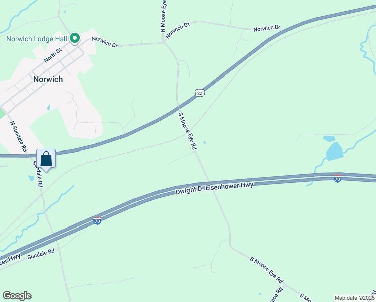 map of restaurants, bars, coffee shops, grocery stores, and more near 115 South Moose Eye Road in Norwich
