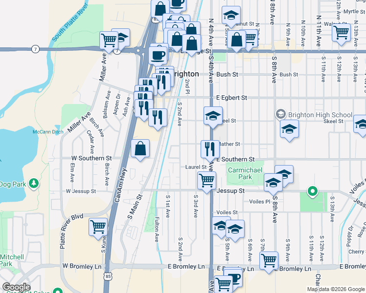 map of restaurants, bars, coffee shops, grocery stores, and more near 363 South 3rd Avenue in Brighton