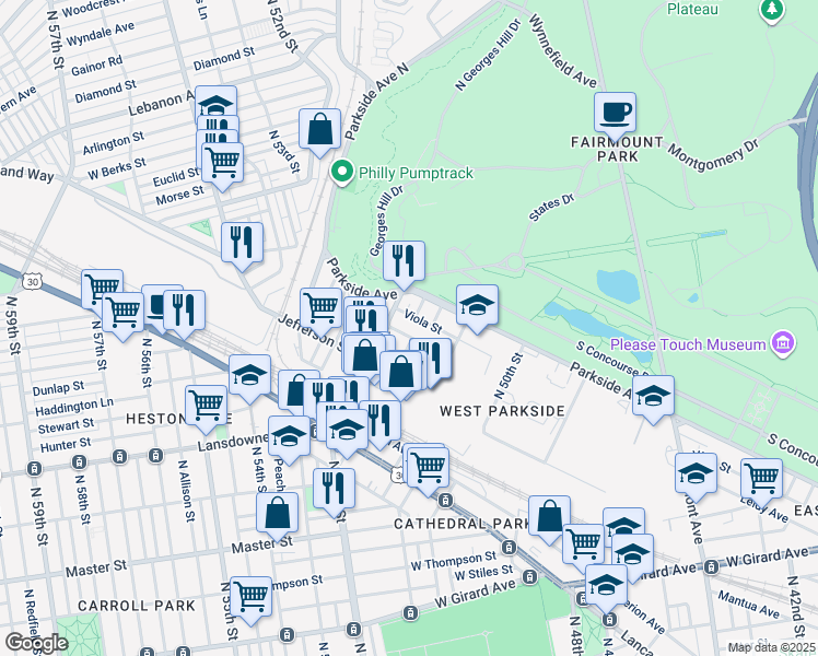 map of restaurants, bars, coffee shops, grocery stores, and more near in Philadelphia