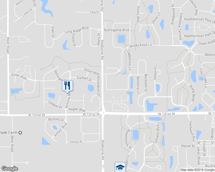 map of restaurants, bars, coffee shops, grocery stores, and more near 13327 West Golden Gate Drive in Westfield