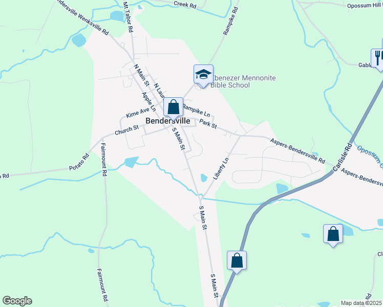 map of restaurants, bars, coffee shops, grocery stores, and more near 8 Routsong Lane in Aspers