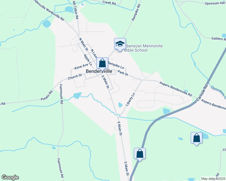 map of restaurants, bars, coffee shops, grocery stores, and more near 8 Routsong Lane in Aspers