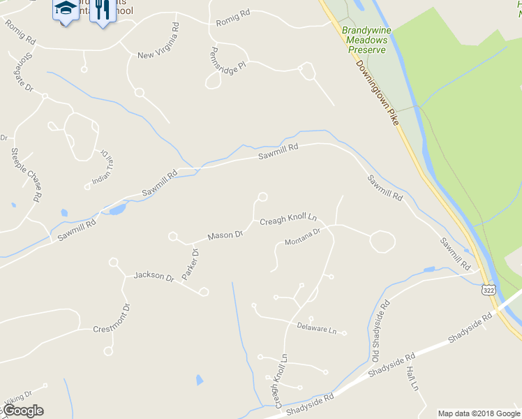 map of restaurants, bars, coffee shops, grocery stores, and more near 1102 Mason Drive in Downingtown