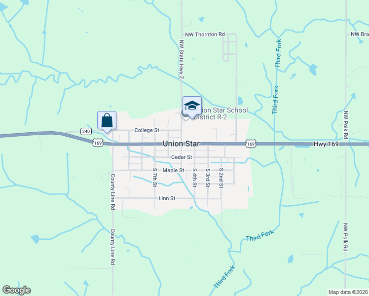 map of restaurants, bars, coffee shops, grocery stores, and more near in Union Star