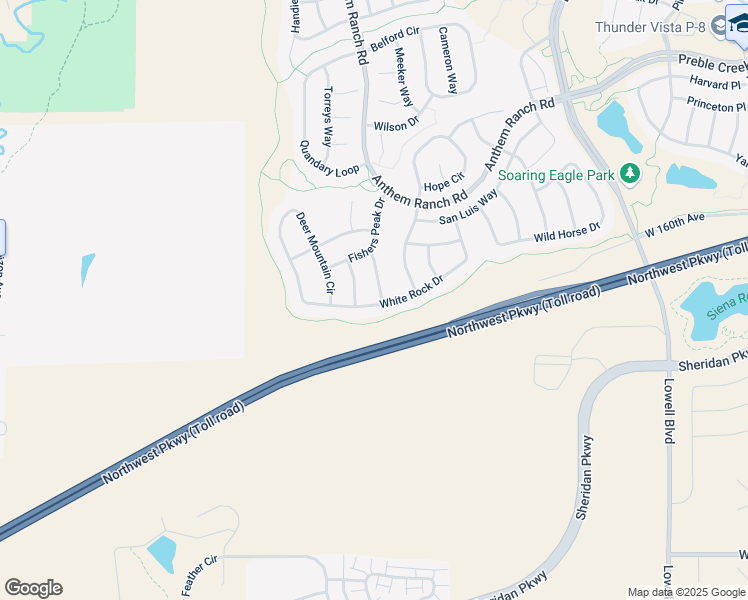 map of restaurants, bars, coffee shops, grocery stores, and more near 15698 Bison Run in Broomfield