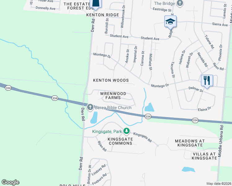 map of restaurants, bars, coffee shops, grocery stores, and more near 1206 Old Farm Lane in Springfield