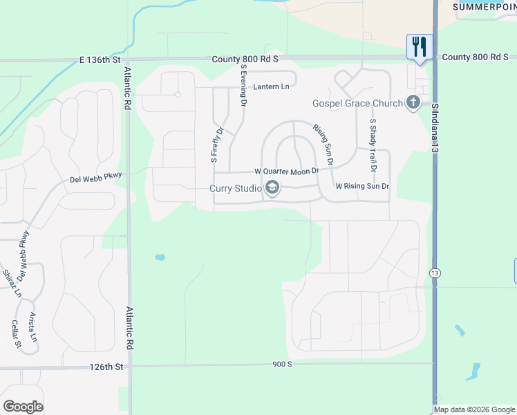 map of restaurants, bars, coffee shops, grocery stores, and more near 9551 West Stargazer Drive in Pendleton
