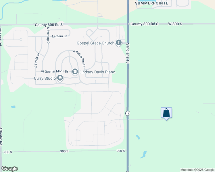 map of restaurants, bars, coffee shops, grocery stores, and more near 9149 West Swimming Hole Lane in Pendleton