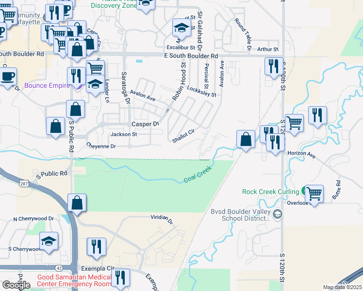 map of restaurants, bars, coffee shops, grocery stores, and more near 730 Shallot Circle in Lafayette