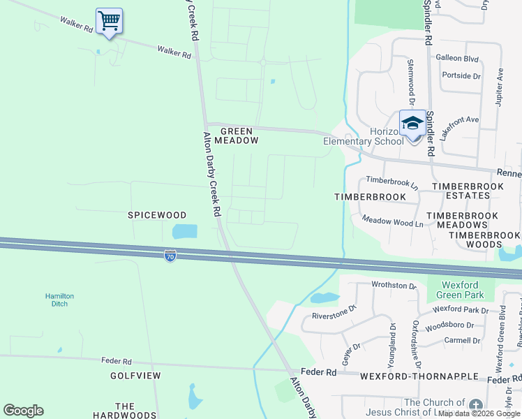 map of restaurants, bars, coffee shops, grocery stores, and more near West Freeway in Franklin County