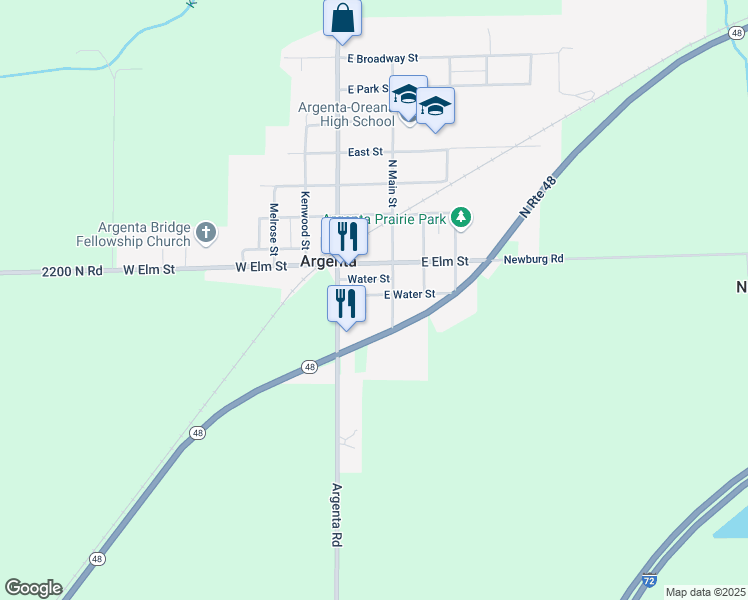 map of restaurants, bars, coffee shops, grocery stores, and more near 158-198 Water Street in Argenta
