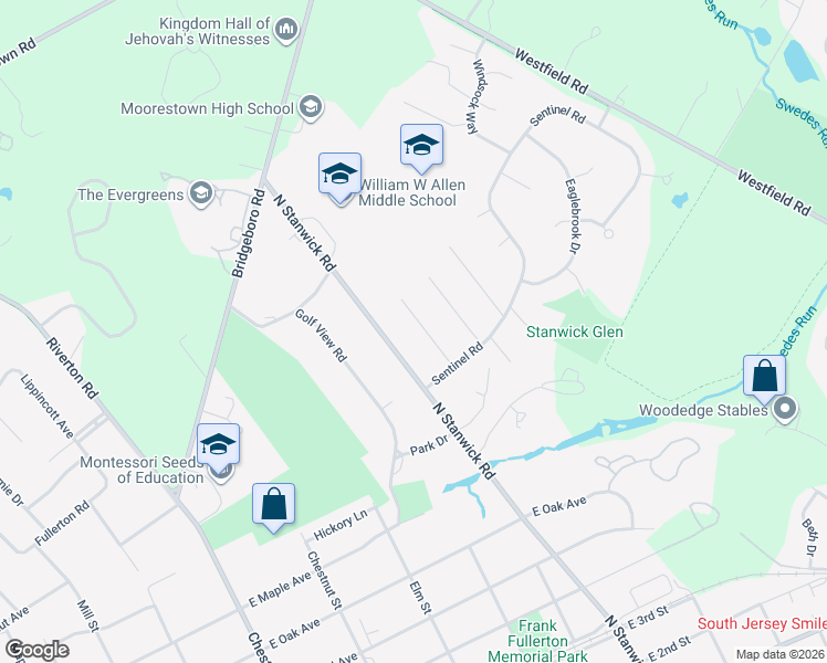map of restaurants, bars, coffee shops, grocery stores, and more near 736 Signal Light Road in Moorestown