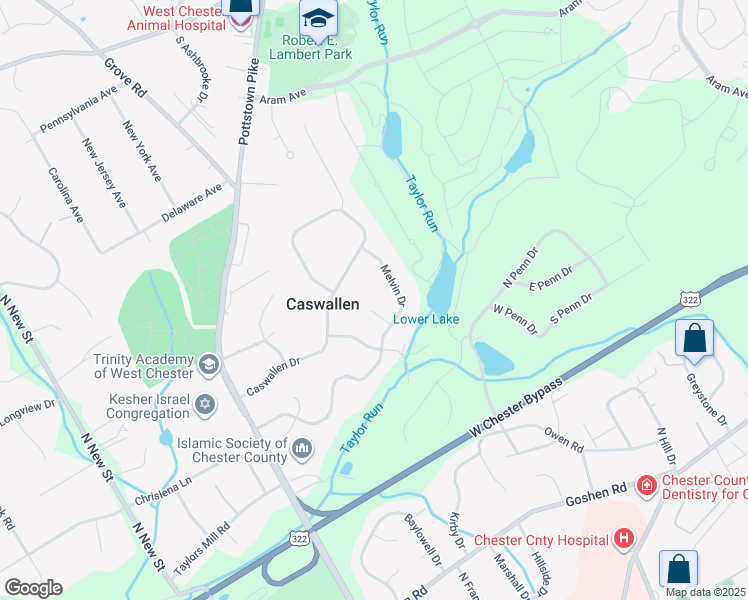 map of restaurants, bars, coffee shops, grocery stores, and more near 975 Carol Circle in West Chester