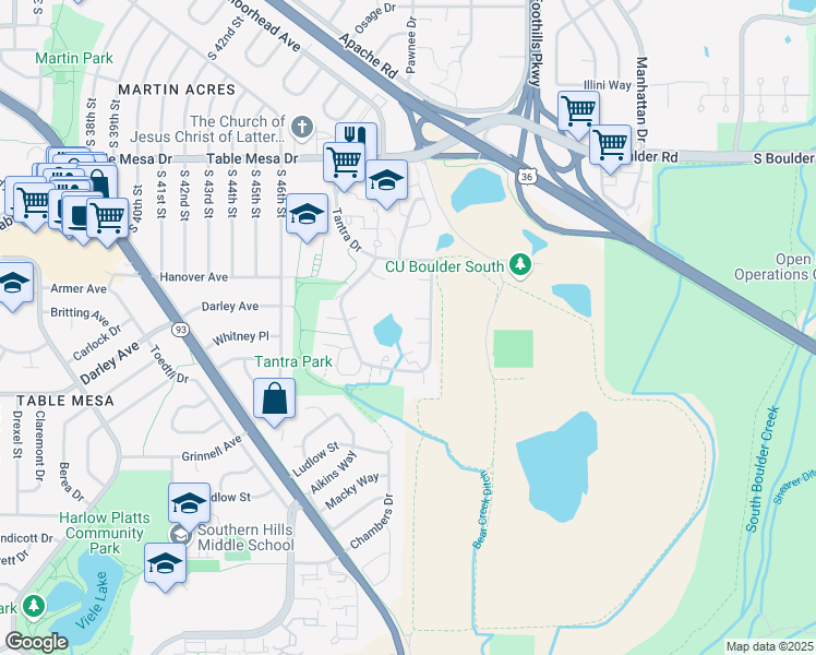 map of restaurants, bars, coffee shops, grocery stores, and more near 993 East Moorhead Circle in Boulder