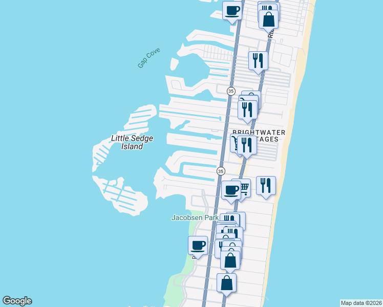 map of restaurants, bars, coffee shops, grocery stores, and more near 227 Bryn Mawr Ave in Lavallette