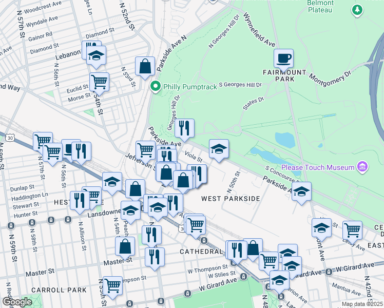 map of restaurants, bars, coffee shops, grocery stores, and more near in Philadelphia