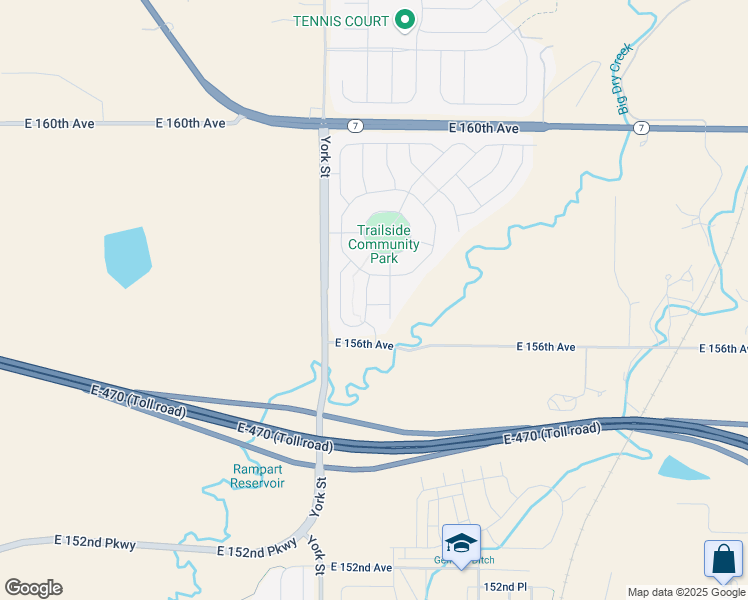 map of restaurants, bars, coffee shops, grocery stores, and more near 15673 Elizabeth Street in Thornton