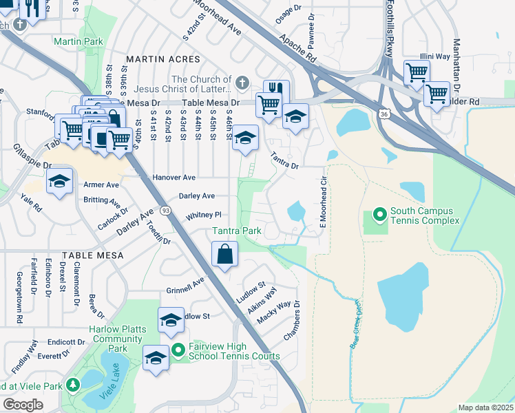 map of restaurants, bars, coffee shops, grocery stores, and more near 979 West Moorhead Circle in Boulder