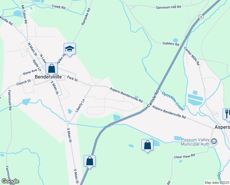 map of restaurants, bars, coffee shops, grocery stores, and more near 78 Empire Lane in Aspers