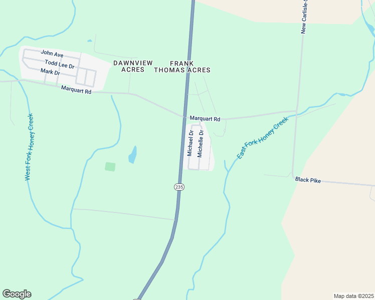 map of restaurants, bars, coffee shops, grocery stores, and more near 3500 North Dayton-Lakeview Road in New Carlisle