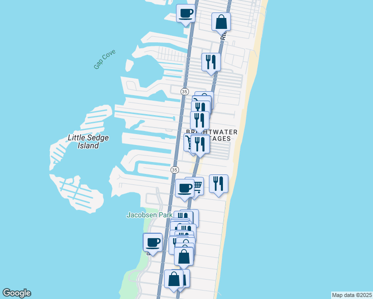 map of restaurants, bars, coffee shops, grocery stores, and more near 7 Sterling Avenue in Lavallette