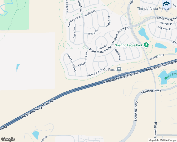 map of restaurants, bars, coffee shops, grocery stores, and more near 15698 Bison Run in Broomfield