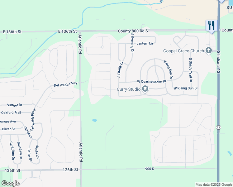 map of restaurants, bars, coffee shops, grocery stores, and more near 8457 South Firefly Drive in Pendleton