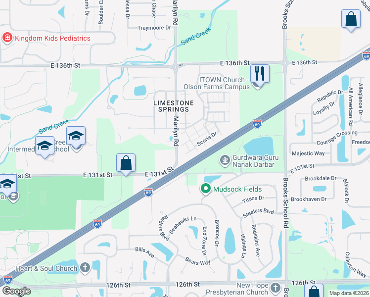 map of restaurants, bars, coffee shops, grocery stores, and more near 12015 Zircon Lane in Fishers