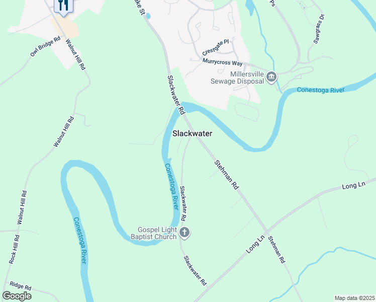 map of restaurants, bars, coffee shops, grocery stores, and more near 333 Slackwater Road in Millersville