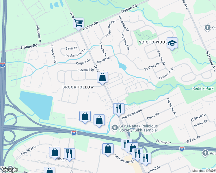 map of restaurants, bars, coffee shops, grocery stores, and more near 3765 Gibbstone Drive in Columbus