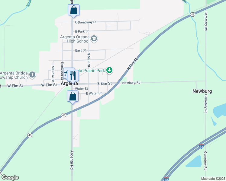 map of restaurants, bars, coffee shops, grocery stores, and more near 311 Illinois 48 in Argenta