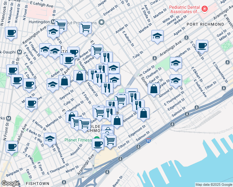 map of restaurants, bars, coffee shops, grocery stores, and more near 2662 Ritter Street in Philadelphia
