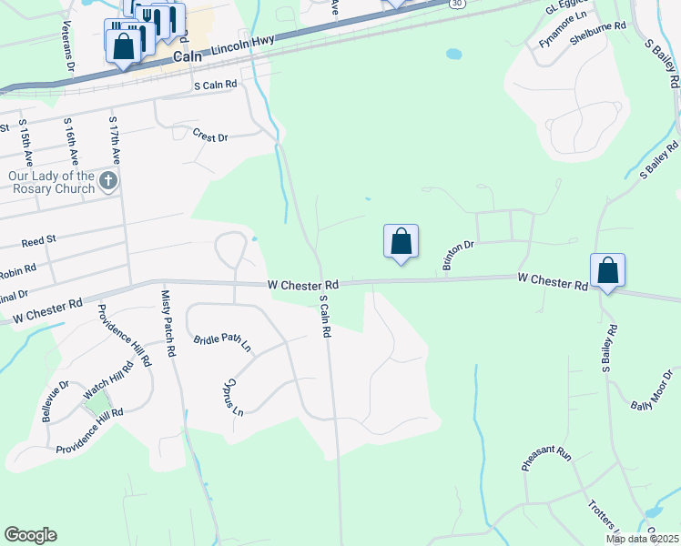 map of restaurants, bars, coffee shops, grocery stores, and more near 2025 West Chester Road in Chester County