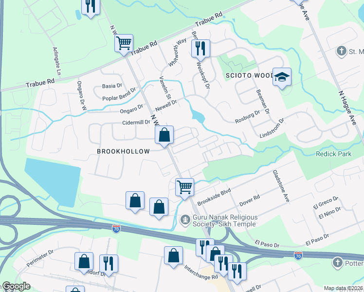 map of restaurants, bars, coffee shops, grocery stores, and more near 3765 Gibbstone Drive in Columbus
