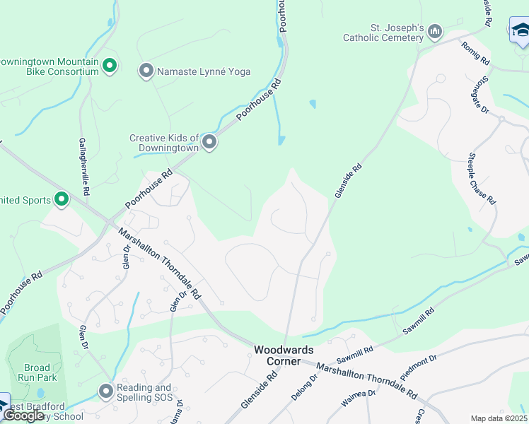 map of restaurants, bars, coffee shops, grocery stores, and more near 1317 Broadview West in Chester County