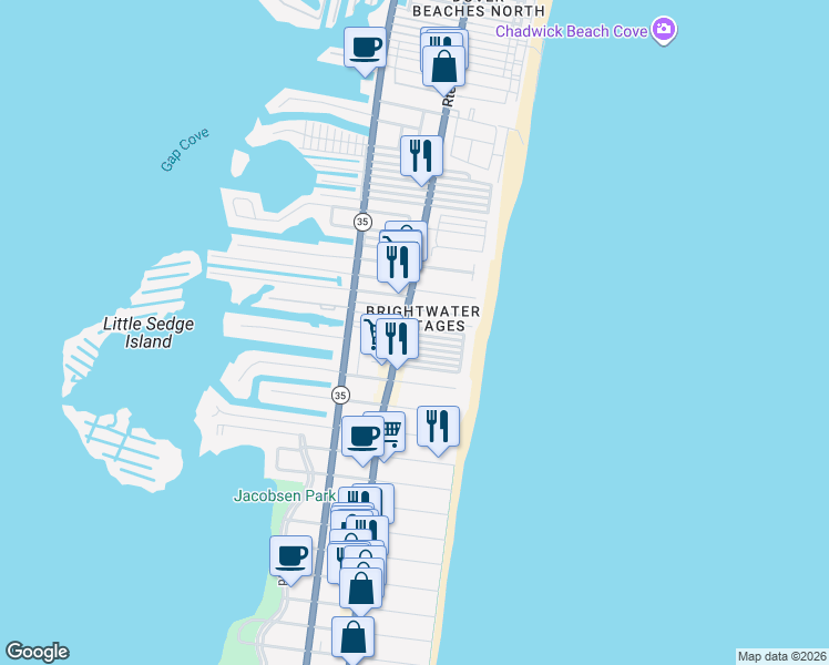 map of restaurants, bars, coffee shops, grocery stores, and more near in Toms River