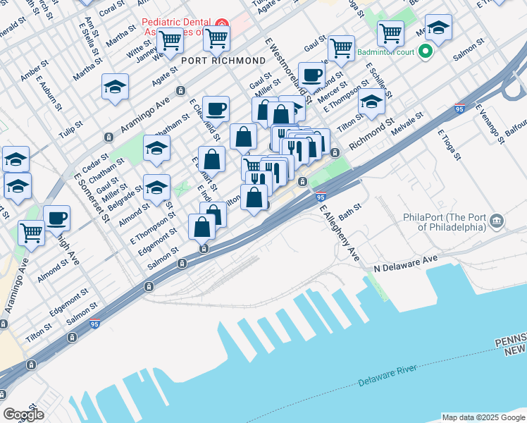 map of restaurants, bars, coffee shops, grocery stores, and more near in Philadelphia