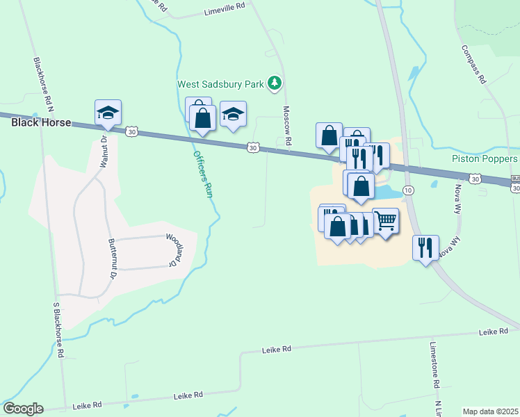 map of restaurants, bars, coffee shops, grocery stores, and more near 4060 West Lincoln Highway in Parkesburg