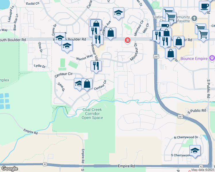 map of restaurants, bars, coffee shops, grocery stores, and more near 1108 Elysian Field Drive in Lafayette