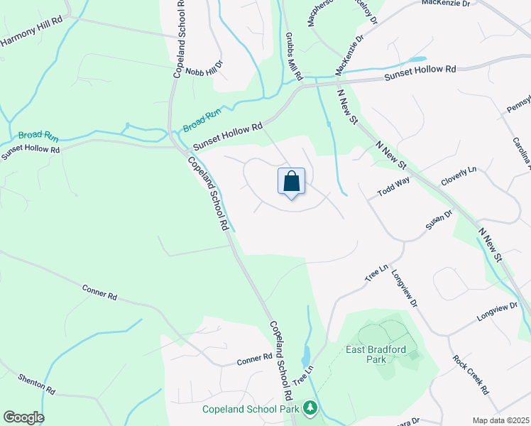 map of restaurants, bars, coffee shops, grocery stores, and more near 703 Appleblossom Circle in West Chester