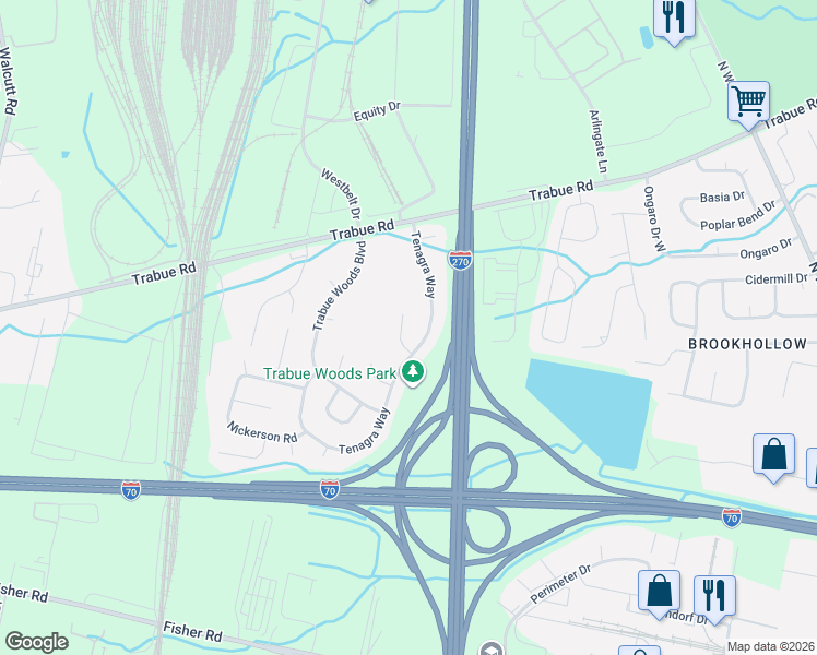 map of restaurants, bars, coffee shops, grocery stores, and more near 1314 Bluffton Court in Columbus