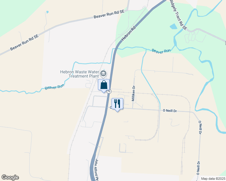 map of restaurants, bars, coffee shops, grocery stores, and more near 3272 Hebron Road in Hebron