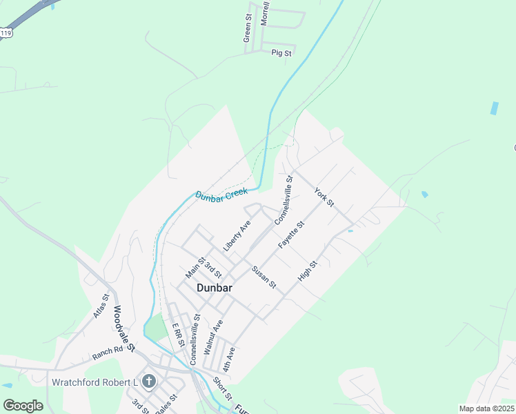 map of restaurants, bars, coffee shops, grocery stores, and more near 47 Liberty Avenue in Dunbar