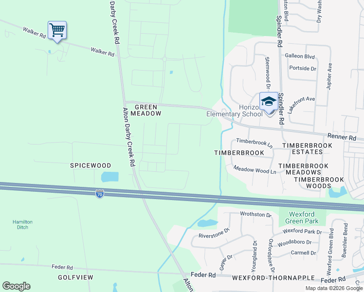 map of restaurants, bars, coffee shops, grocery stores, and more near 6435 Renner Road in Columbus