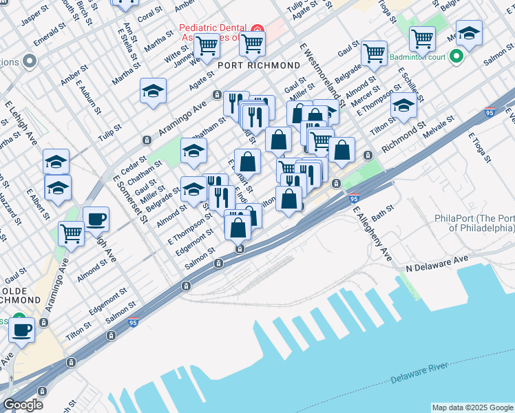 map of restaurants, bars, coffee shops, grocery stores, and more near 3010 Tilton Street in Philadelphia
