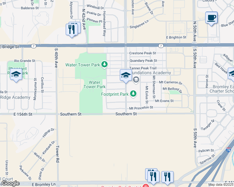 map of restaurants, bars, coffee shops, grocery stores, and more near 4417 Mount Oxford Street in Brighton